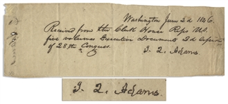 John Quincy Adams Note Signed Related to the 28th Congress